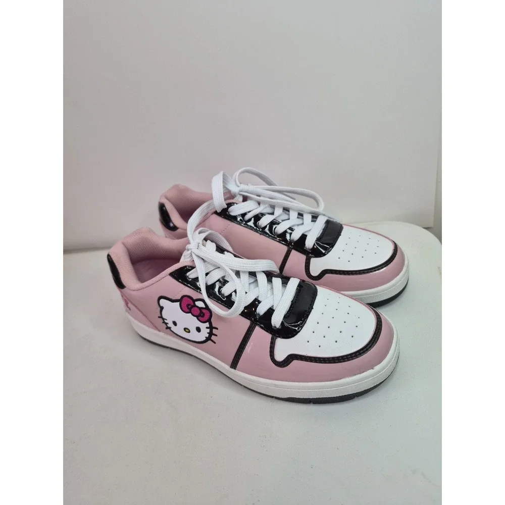 Hello Kitty Sneakers Shoes Womens Size 8 Pink Patent Leather Lace Up WMHK24BB001